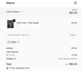 CHINO coupon verification screenshot