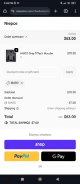 MARO coupon verification screenshot