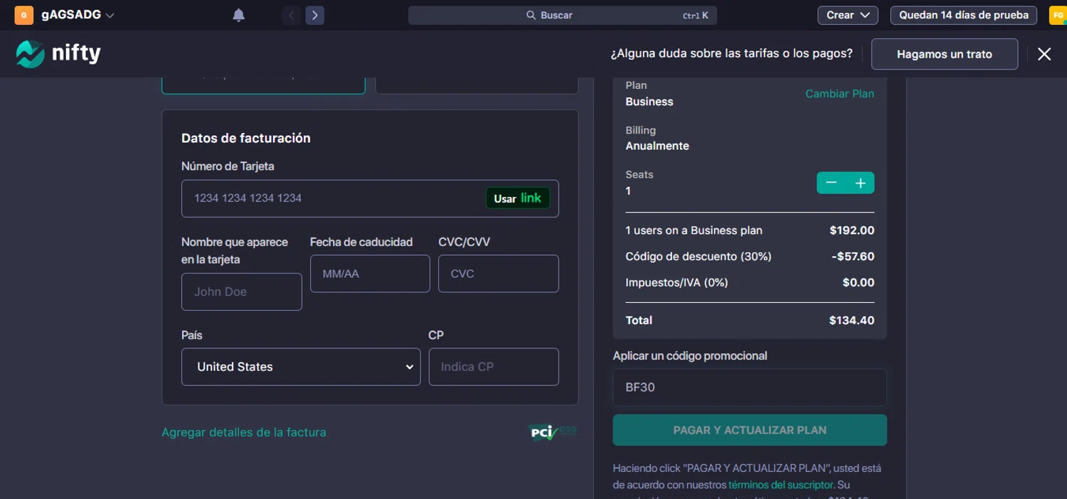 Nifty promo code screenshot showing code BF30 applied at Nifty checkout page. Uploaded by SimplyCodes community member Ronita_832988044 on Nov 24, 2025