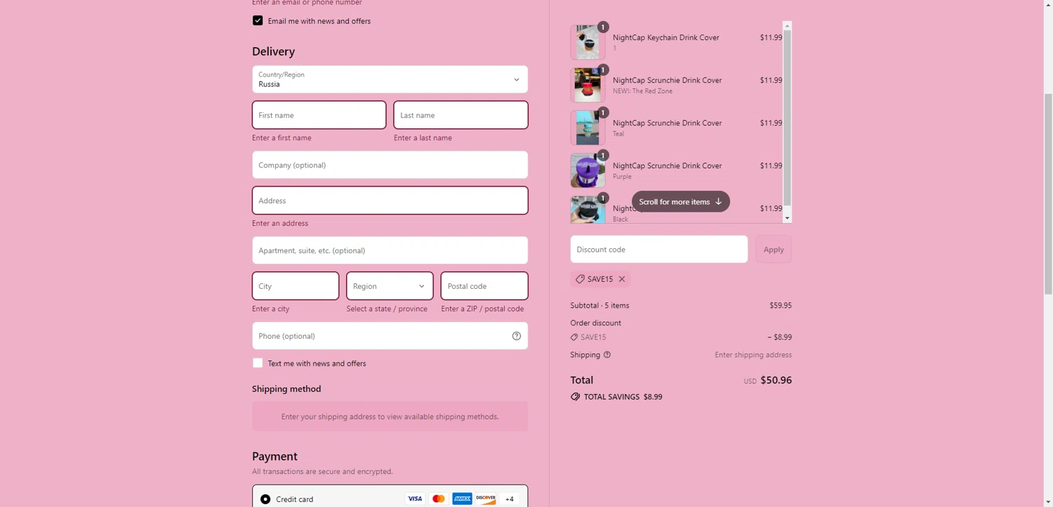 NightCap promo code screenshot showing code Save15 applied at NightCap checkout page. Uploaded by SimplyCodes community member ValiantAce1810 on Jul 30, 2025