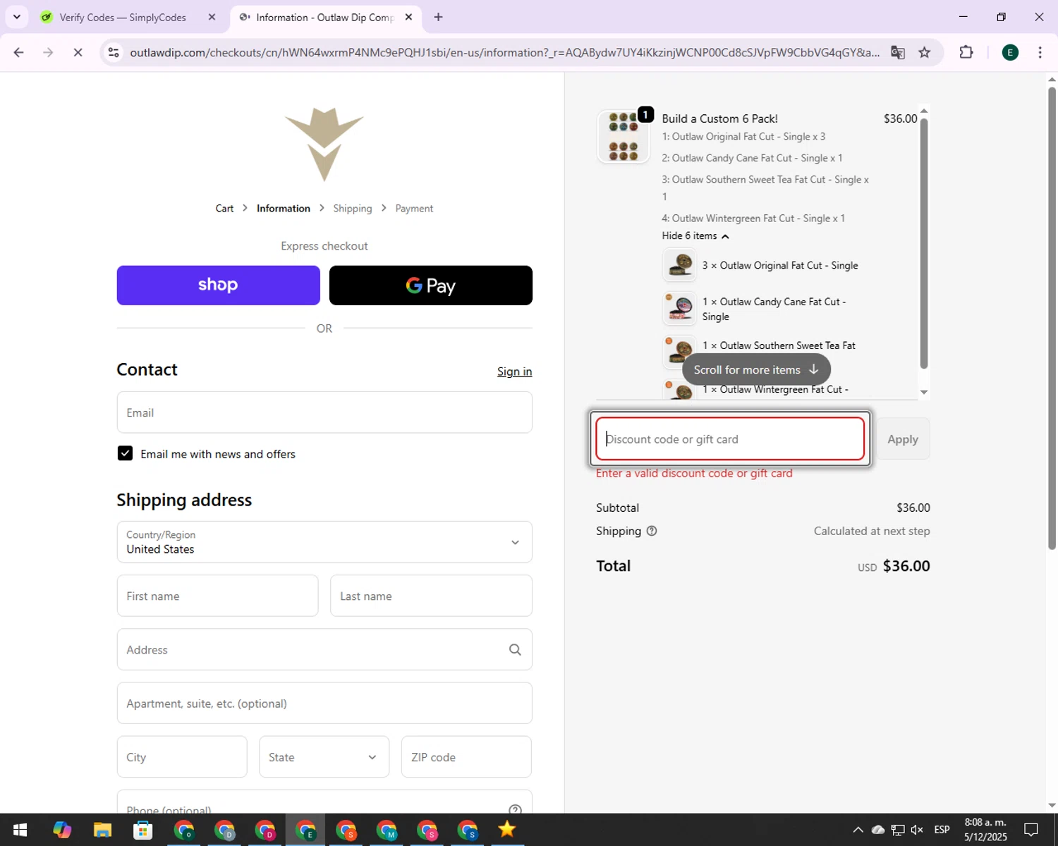 Night Eye discount code screenshot showing code EARLY applied at Night Eye checkout page. Uploaded by SimplyCodes community member 00000008 on Dec 5, 2025