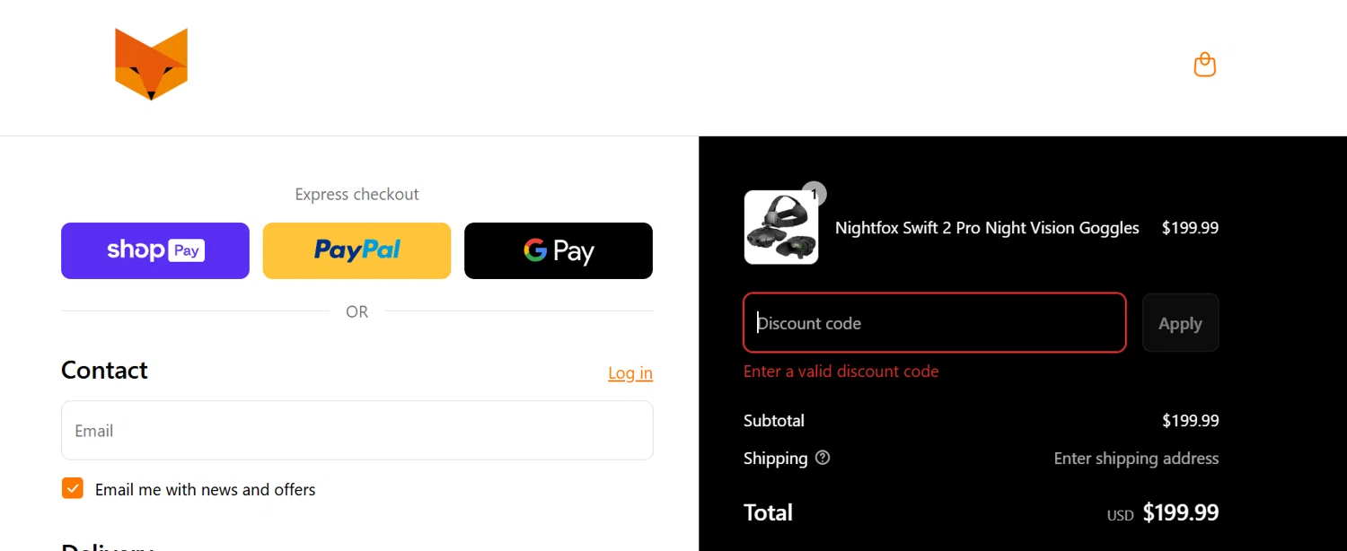 Nightfox promo code screenshot showing code MAX applied at Nightfox checkout page. Uploaded by SimplyCodes community member Gaby04 on Jul 22, 2025