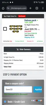 Save10 coupon verification screenshot