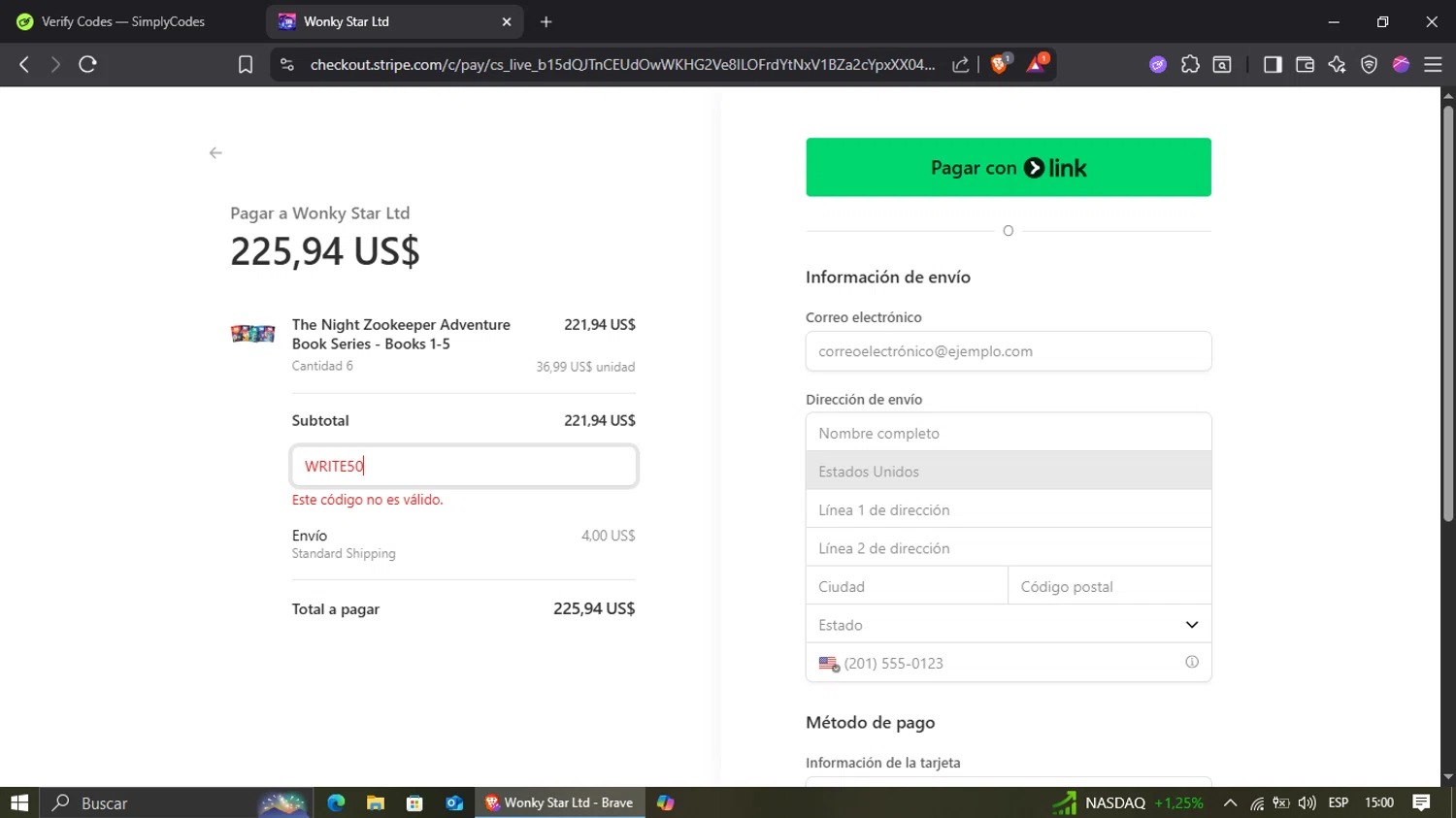 Night Zookeeper coupon code screenshot showing code write50 applied at Night Zookeeper checkout page. Uploaded by SimplyCodes community member jairinho on Aug 12, 2025