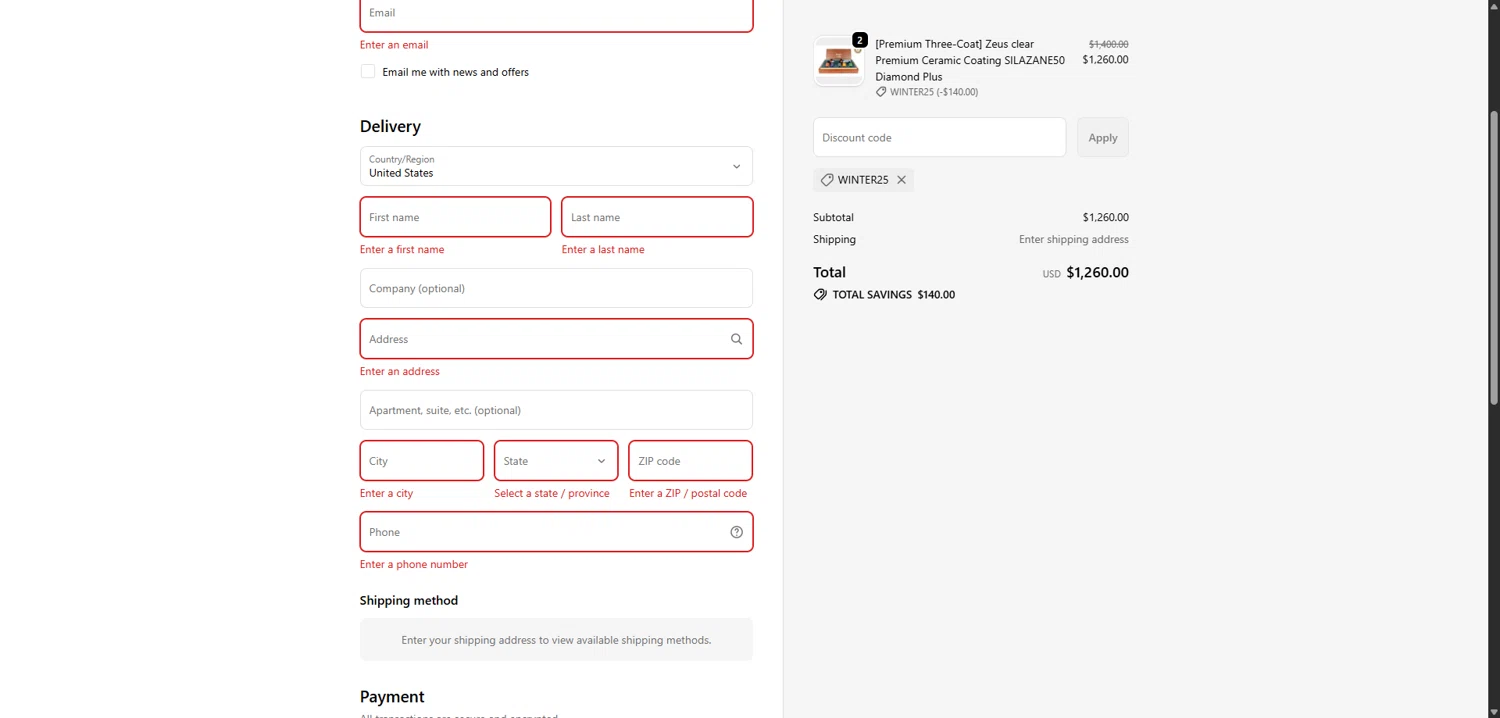 Nihon Coating promo code screenshot showing code winter25 applied at Nihon Coating checkout page. Uploaded by SimplyCodes community member TokenNavigator3088 on Dec 4, 2025