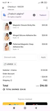 love20 coupon verification screenshot