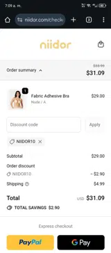 NIIDOR10 coupon verification screenshot