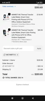 WETHRIFT15 coupon verification screenshot