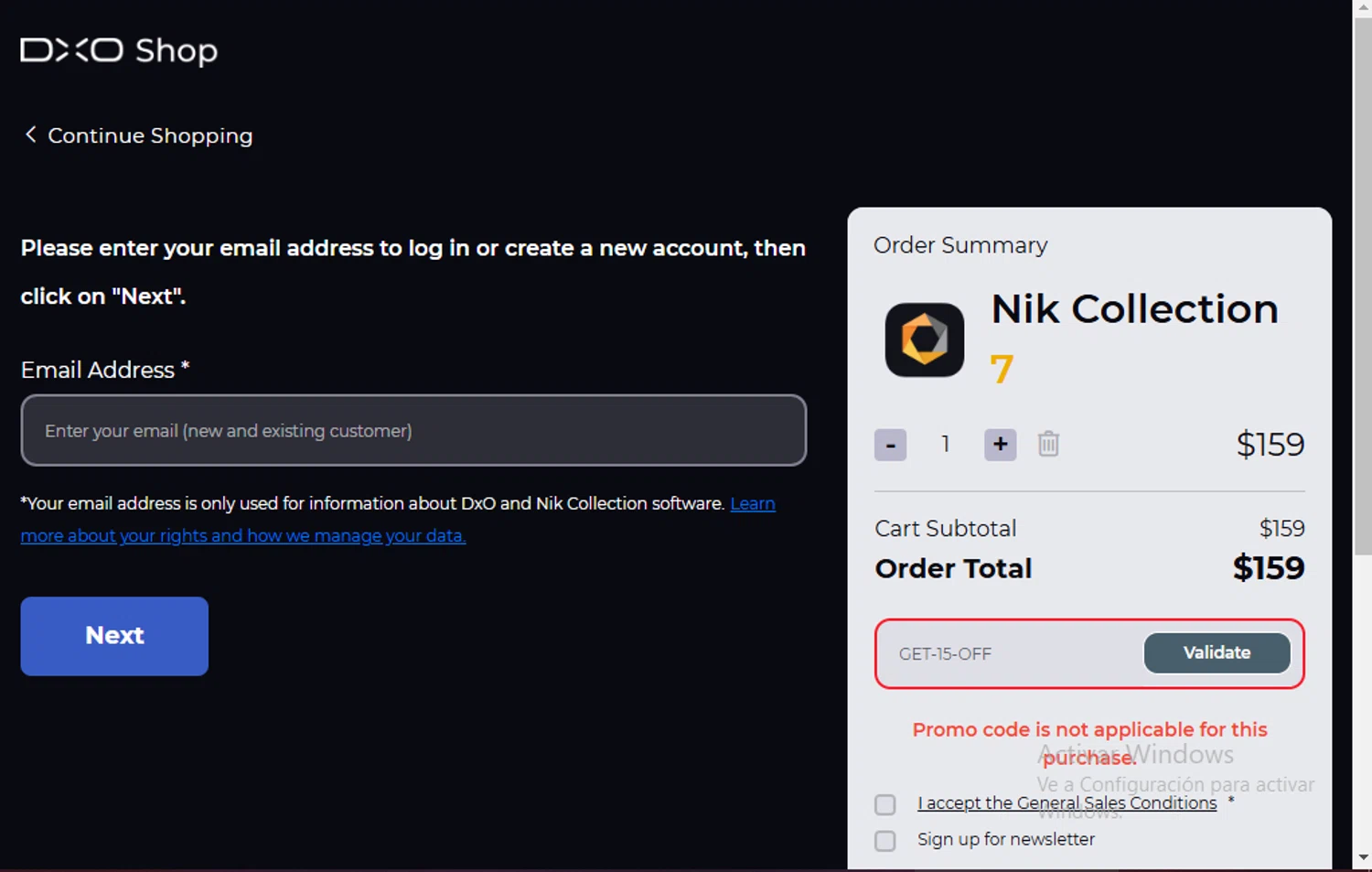 Nik Collection promo code screenshot showing code GET-15-OFF applied at Nik Collection checkout page. Uploaded by SimplyCodes community member eltotiiiiiii on Jan 17, 2025