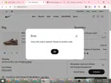Nike Factory Store coupon verification screenshot