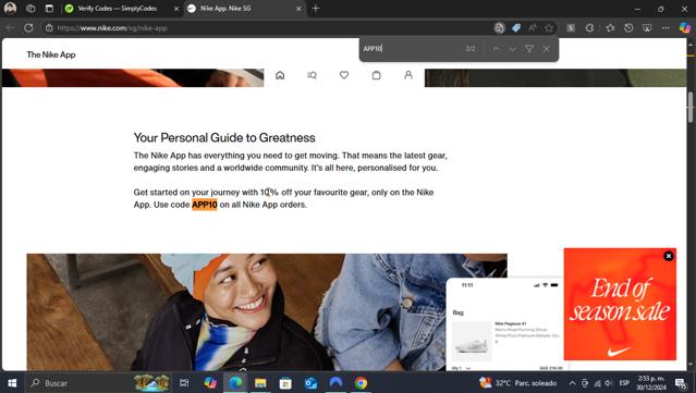 Nike Factory Store checkout page showing Nike Factory Store promo code box | Screenshot taken by SimplyCodes community member on Dec 30, 2024