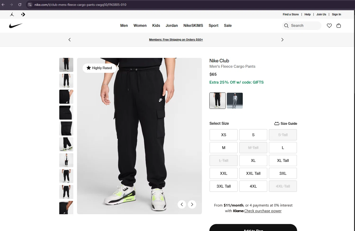 Nike Factory Store promo code screenshot showing code GIFTS applied at Nike Factory Store checkout page. Uploaded by SimplyCodes community member suppahdealz on Dec 9, 2025