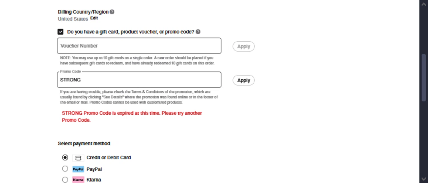 Nike Factory Store promo code screenshot showing code STRONG applied at Nike Factory Store checkout page. Uploaded by SimplyCodes community member TraxoGamer on Jan 5, 2026