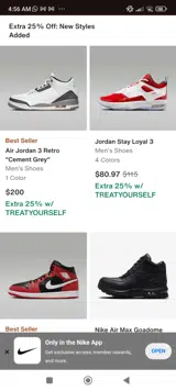 Nike Factory Store coupon verification screenshot