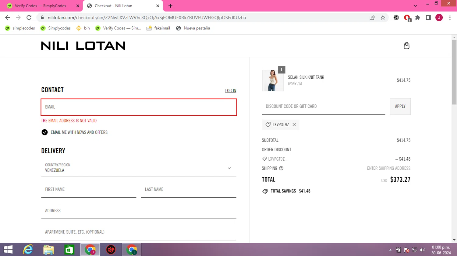 how to use Nili Lotan coupons