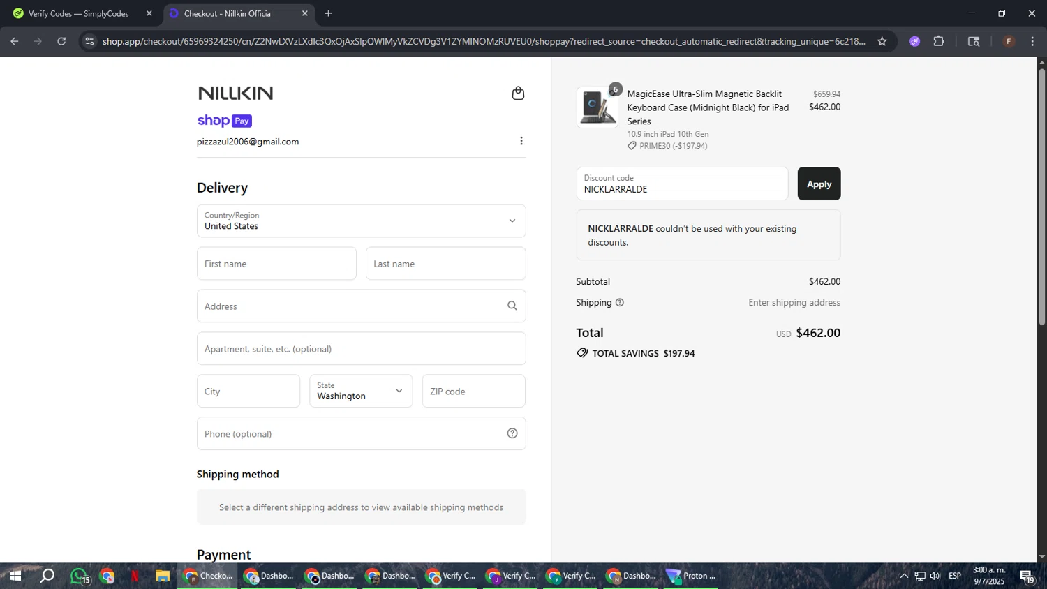 Nillkin discount code screenshot showing code NICKLARRALDE applied at Nillkin checkout page. Uploaded by SimplyCodes community member ExtraordinaryHunter3076 on Jul 9, 2025