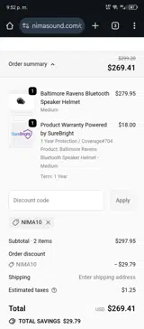 NIMA10 coupon verification screenshot