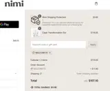 Nimi Skincare coupon verification screenshot