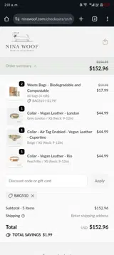 BAGS10 coupon verification screenshot