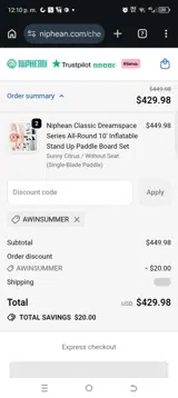 AWINSUMMER coupon verification screenshot