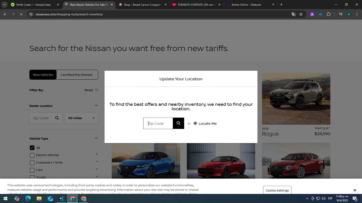 Nissan promo code screenshot showing code APRIL15 applied at Nissan checkout page. Uploaded by SimplyCodes community member tonikros on Apr 17, 2025