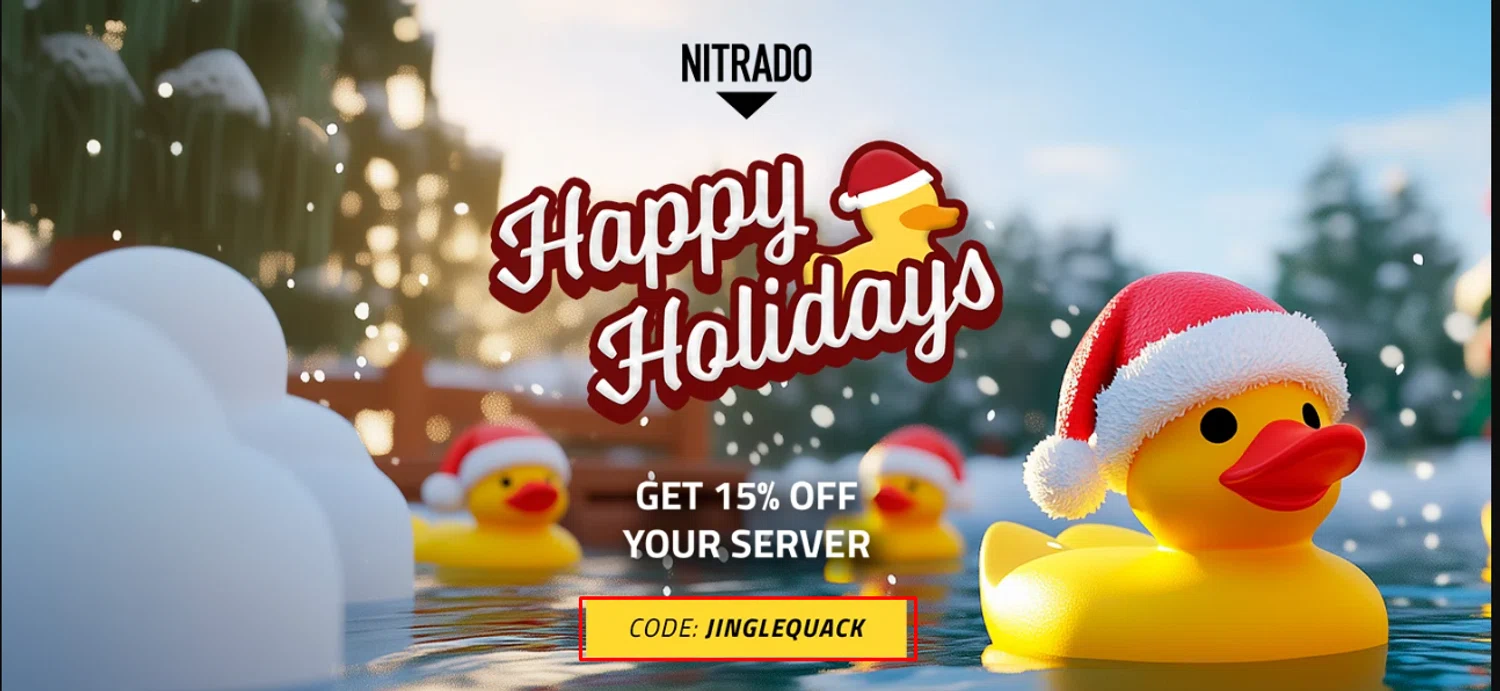 Nitrado promo code screenshot showing code JINGLEQUACK applied at Nitrado checkout page. Uploaded by SimplyCodes community member Taeyang on Jan 20, 2026