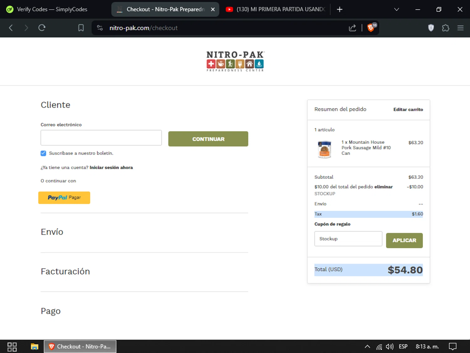 Nitro-Pak checkout page showing Nitro-Pak promo code box | Screenshot taken by SimplyCodes community member on May 11, 2024