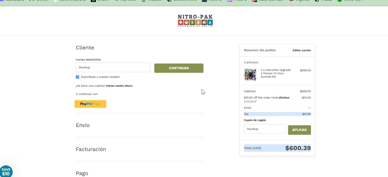 Nitro-Pak checkout page showing Nitro-Pak promo code box | Screenshot taken by SimplyCodes community member on Mar 14, 2024