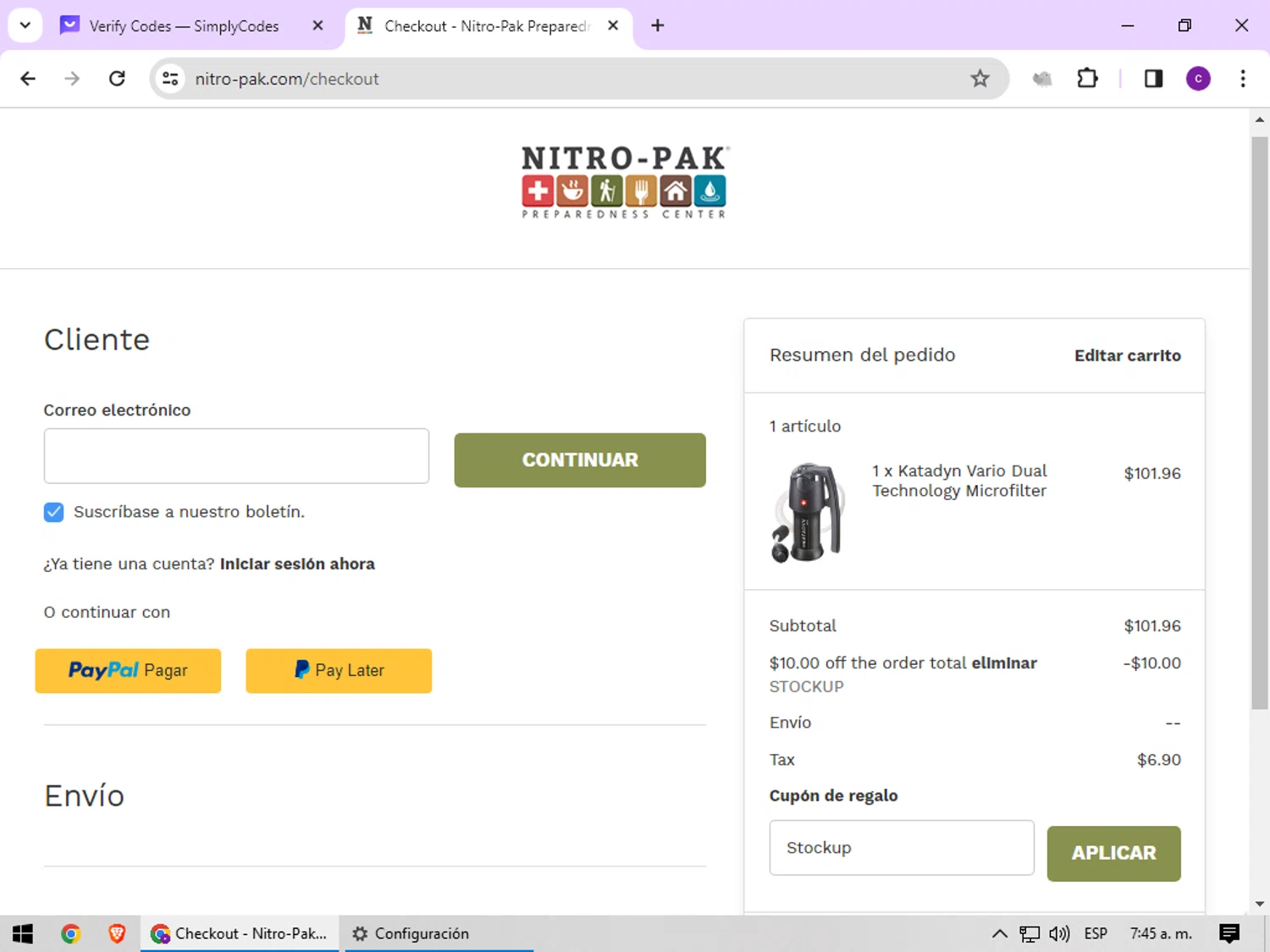 Nitro-Pak checkout page showing Nitro-Pak promo code box | Screenshot taken by SimplyCodes community member on Dec 17, 2023