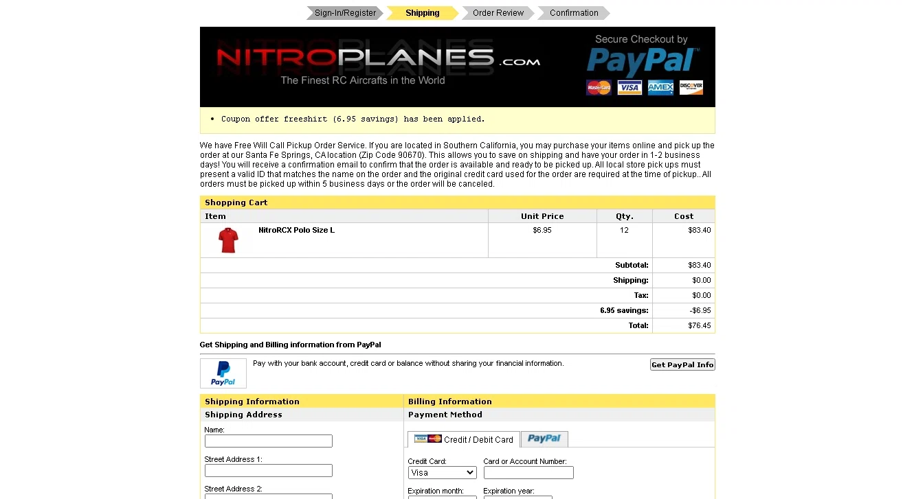 NitroPlanes checkout page showing NitroPlanes promo code box | Screenshot taken by SimplyCodes community member on Mar 28, 2022