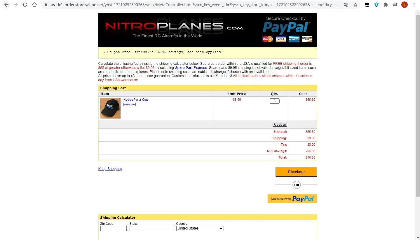 NitroPlanes checkout page showing NitroPlanes promo code box | Screenshot taken by SimplyCodes community member on Jun 29, 2021