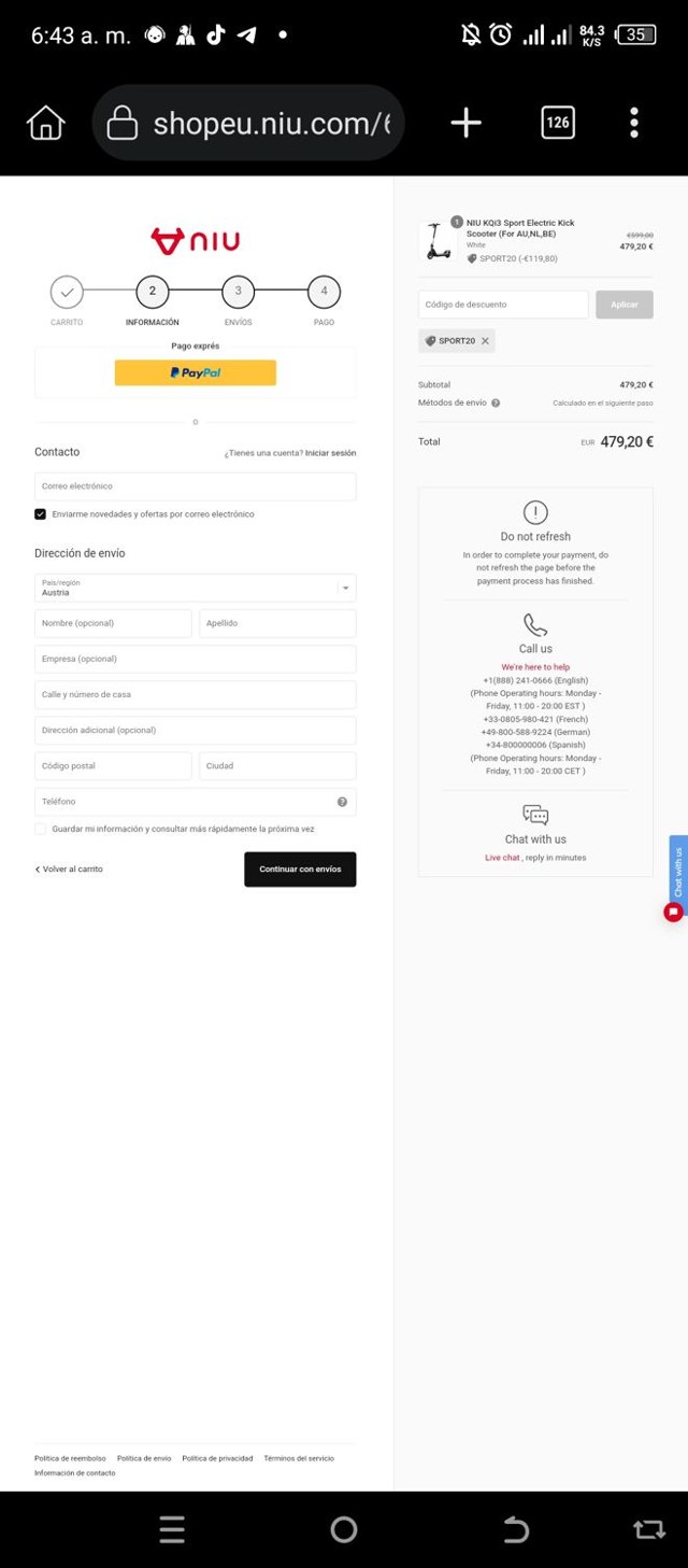 NIU DE checkout page showing NIU DE promo code box | Screenshot taken by SimplyCodes community member on Mar 27, 2024