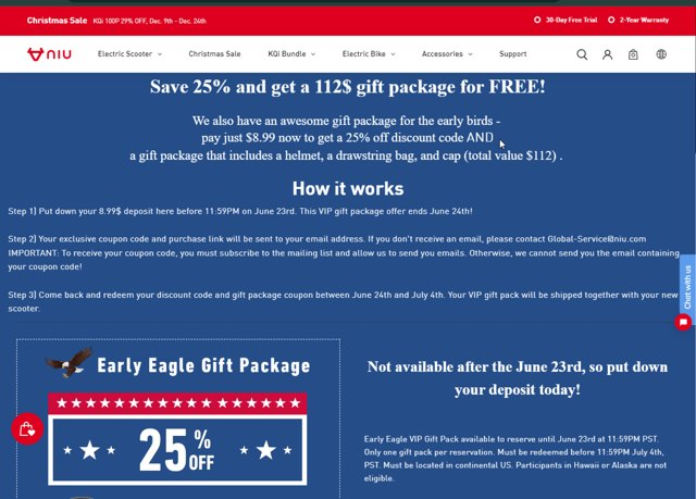 NIU DE checkout page showing NIU DE promo code box | Screenshot taken by SimplyCodes community member on Dec 11, 2024
