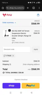 VTN30 coupon verification screenshot
