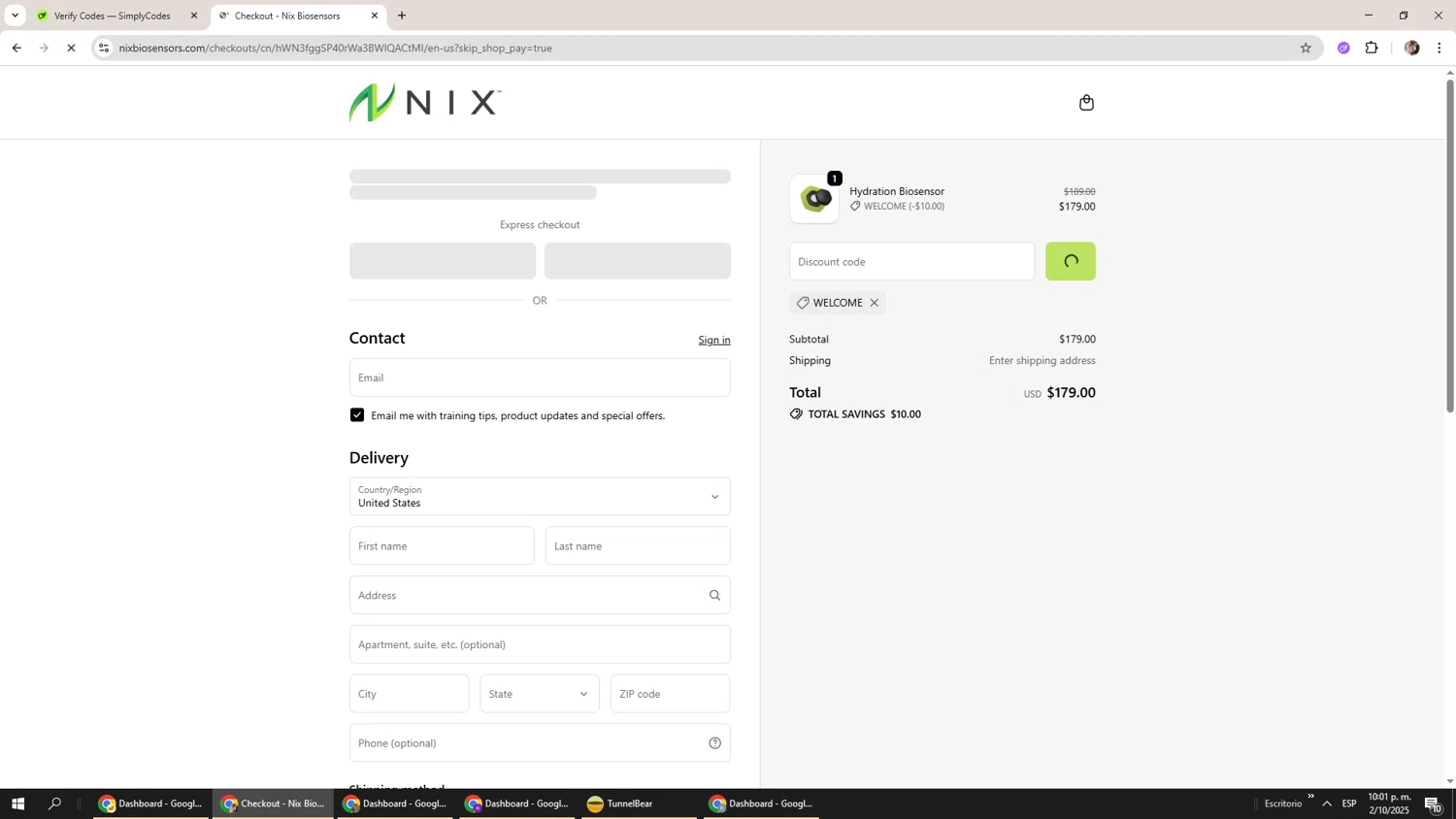 Nix Biosensors promo code screenshot showing code WELCOME applied at Nix Biosensors checkout page. Uploaded by SimplyCodes community member Levi_Ackerman on Oct 3, 2025