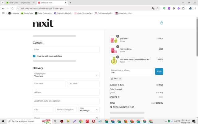 Nixit checkout page showing Nixit discount code box | Screenshot taken by SimplyCodes community member on Aug 9, 2025