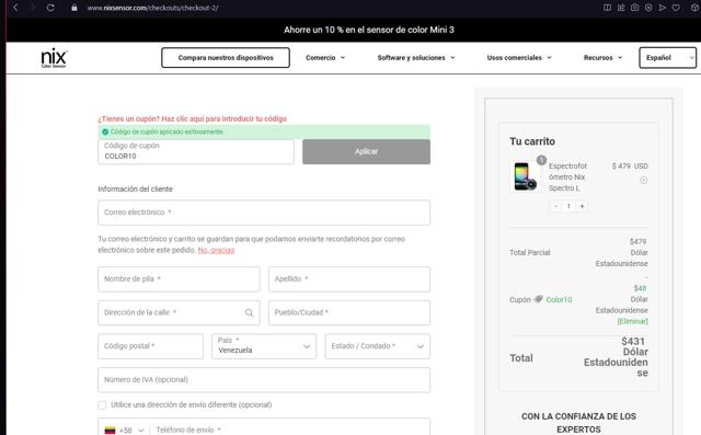 Nix Sensor checkout page showing Nix Sensor discount code box | Screenshot taken by SimplyCodes community member on Nov 24, 2024
