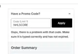 New Jersey Devils Shop coupon verification screenshot