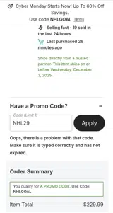 New Jersey Devils Shop coupon verification screenshot