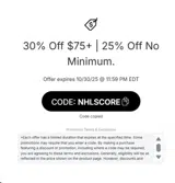 New Jersey Devils Shop coupon verification screenshot