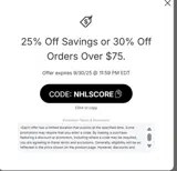 New Jersey Devils Shop coupon verification screenshot