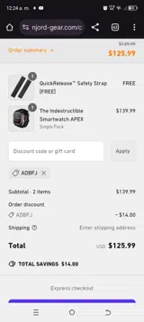 Njord Gear coupon verification screenshot