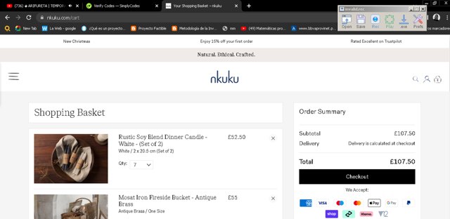 Nkuku checkout page showing Nkuku discount code box | Screenshot taken by SimplyCodes community member on Oct 9, 2024