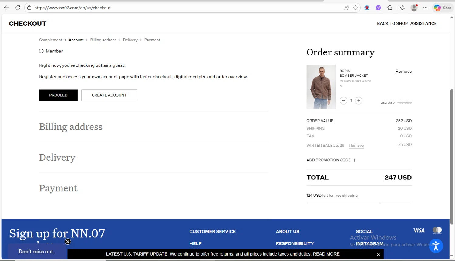 NN07 checkout page showing NN07 promo code box | Screenshot taken by SimplyCodes community member on Jan 23, 2026
