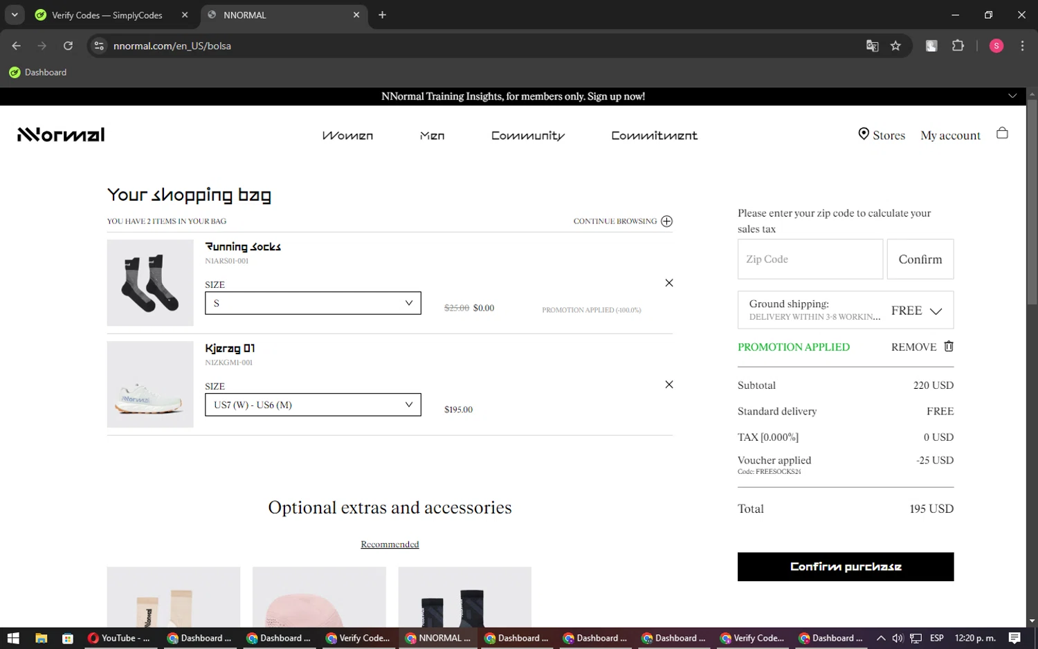 NNORMAL checkout page showing NNORMAL promo code box | Screenshot taken by SimplyCodes community member on Dec 9, 2024