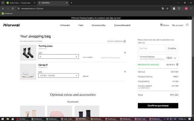 NNORMAL checkout page showing NNORMAL promo code box | Screenshot taken by SimplyCodes community member on Dec 9, 2024