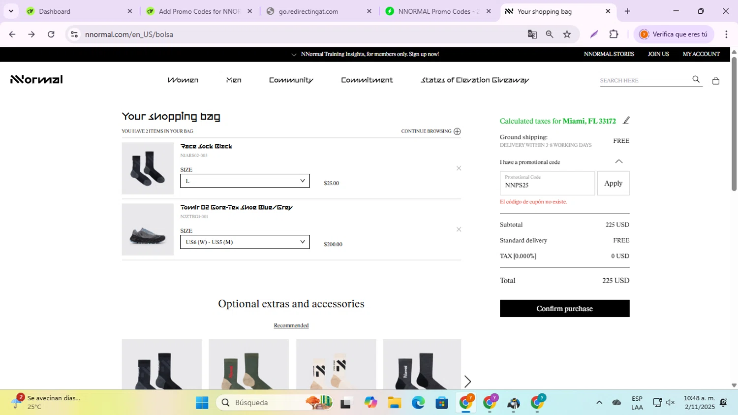 NNORMAL promo code screenshot showing code NNPS25 applied at NNORMAL checkout page. Uploaded by SimplyCodes community member jesusalvarez1 on Nov 2, 2025