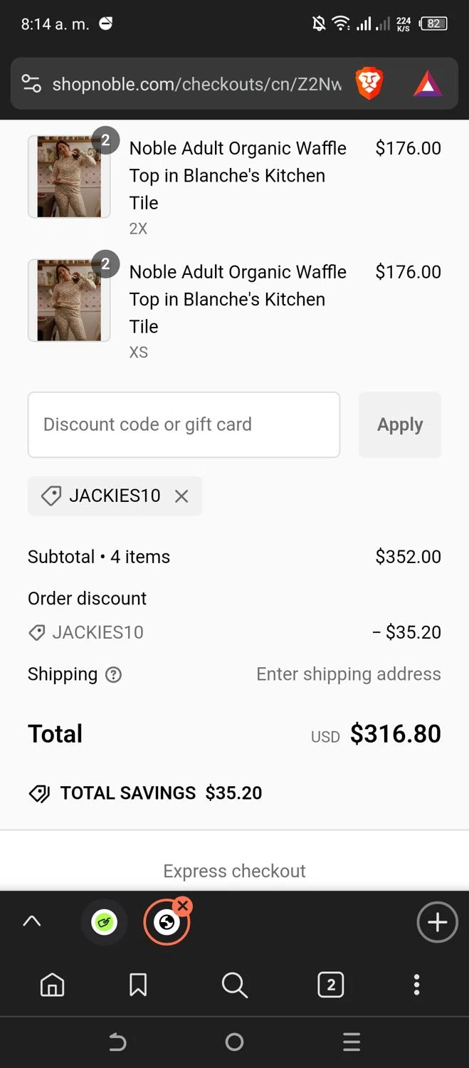 Noble checkout page showing Noble promo code box | Screenshot taken by SimplyCodes community member on Dec 19, 2024