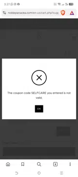 Noble Panacea coupon verification screenshot