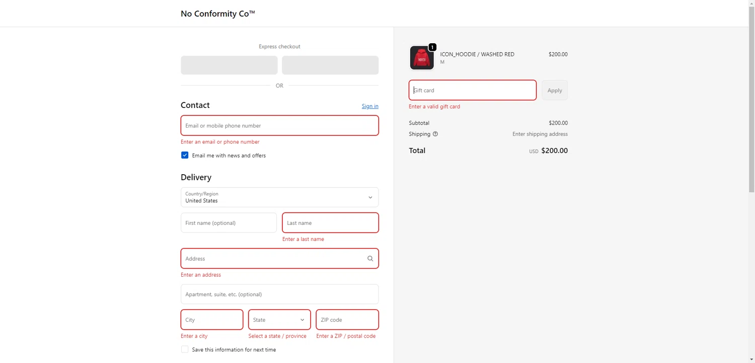 NoConformity promo code screenshot showing code FREETEE applied at NoConformity checkout page. Uploaded by SimplyCodes community member TreasureKnight4134 on Oct 11, 2025